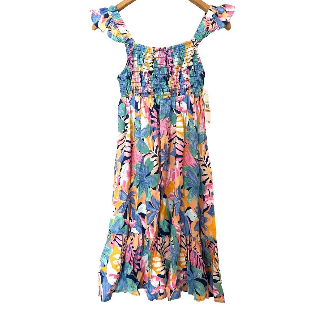 NEW ROXY Girls Sundress Tropical Print with Back Cutout Size 6-7 Resort